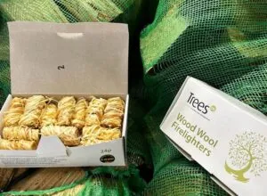 Open box of eco-friendly wood wool firelighters | TreesUK